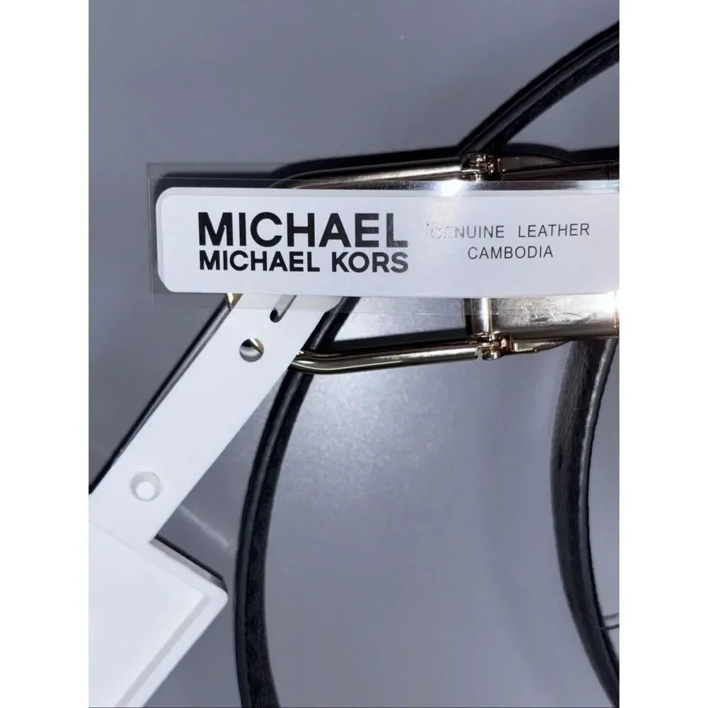 Michael Kors twist Reversible leather Belt black logo XXL new